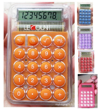 Calculatrice de poche transparente à 8 chiffres avec clé en option (LC305)